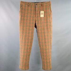 BARACUTA Size 34 Brown Multi Color Houndstooth Wool Zip Fly Casual Pants